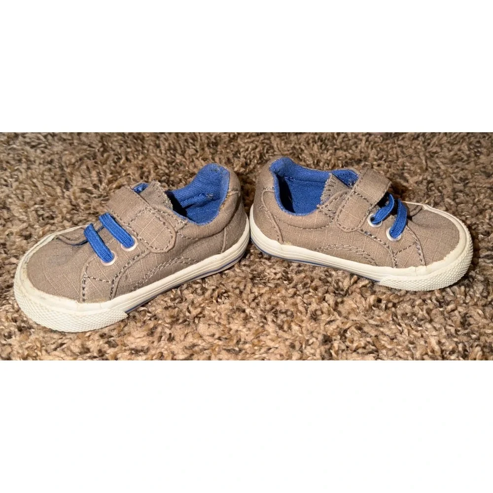 Oshkosh-Genuine Kids-Brown & Blue Canvas Sneakers Size 2